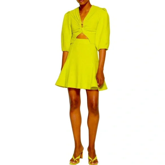 NWT Jonathan Simkhai Kayleigh Textured Ripple Crepe V Neck Dress - Picture 3 of 6